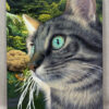 painting of cat with shrubbery