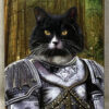 cat painting knight artwork