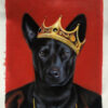 majest painting with black dog