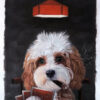 painting of dog with playing cards