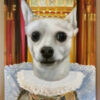 queen white dog oil painting