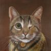 Painting of One Eyed Cat with Brown Background by Splendid Beast