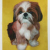 gold background painting with dog