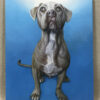light blue painting with heavenly dog
