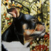 modern painting background dog portrait