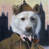 Sherlock dog painting