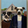 american gothic portrait of two dogs