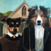 american gothic two dogs custom pet painting splendid beast