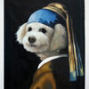 pearl earring artwork with dog