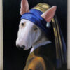 pearl earring wall art with dog