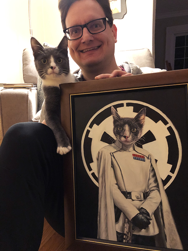 star wars cat as director krennic with cat and owner