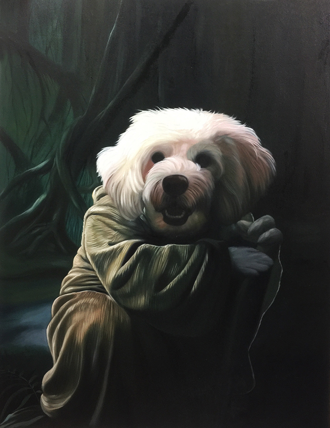 yoda dog portrait on dagobah