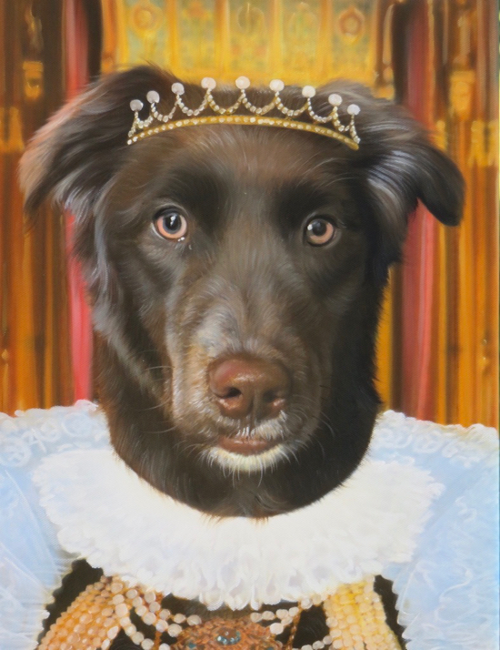 Dog painted as a queen