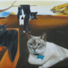 3 cats in Dali Persistence of Memory painting instead of melting clocks