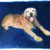 navy blue painting with golden retriever