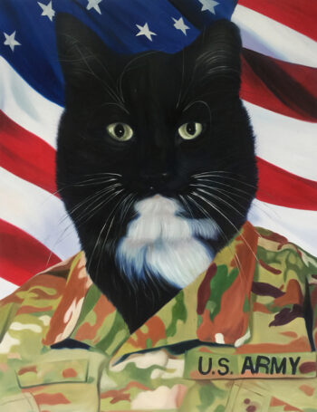 army cat oil painting