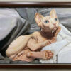 lewd sphyx cat laying down painting