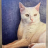 white cat on a blue couch painting recreation