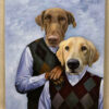 custom portrait with 2 dogs posing
