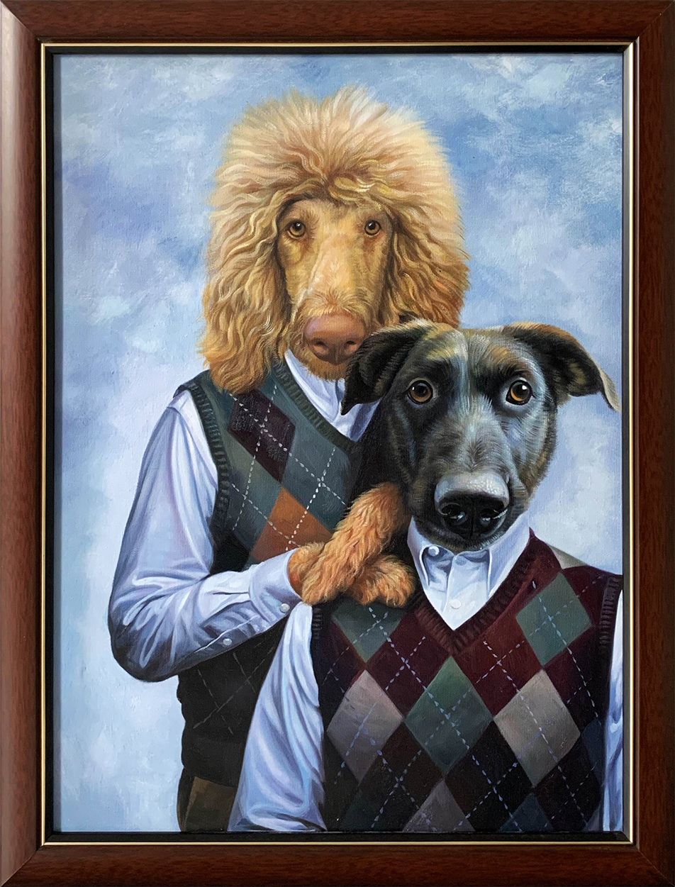 Fancy store dog painting