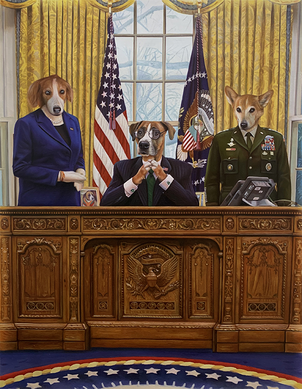 huge painting of president dog