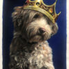 large oil painting of dog with crown