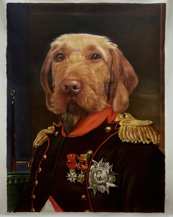 large painting of napoleon dog