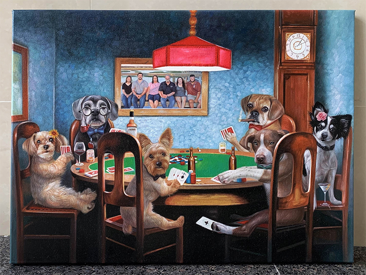 dogs playing poker painting splendid beast