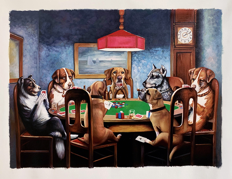 vintage dogs playing poker